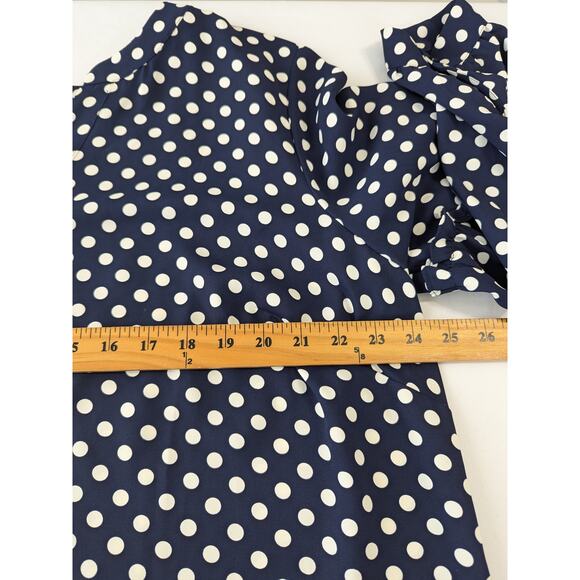 Talbots Womens Size‎ 2X Dark Blue Polka-dot Pull Over Top Long Ballon Sleeves - Picture 7 of 8